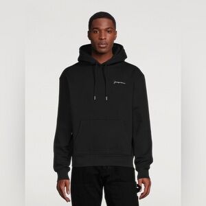Jacquemus Black Logo Hoodie Luxury Designer Sweatshirt Size L Embroidered GUC